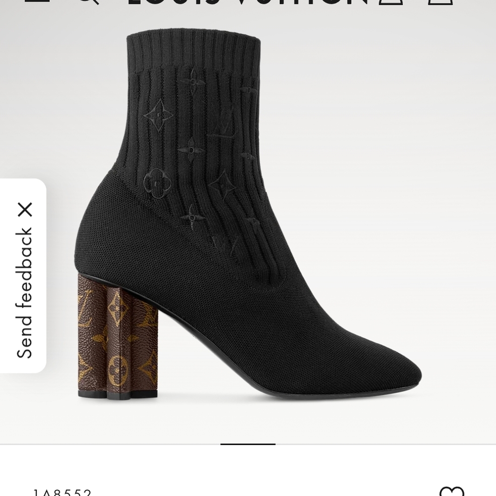 Elegant Black Knit Heeled Boots with Monogram Detail..EXACT MATCH🔥💣👍😉box&bag